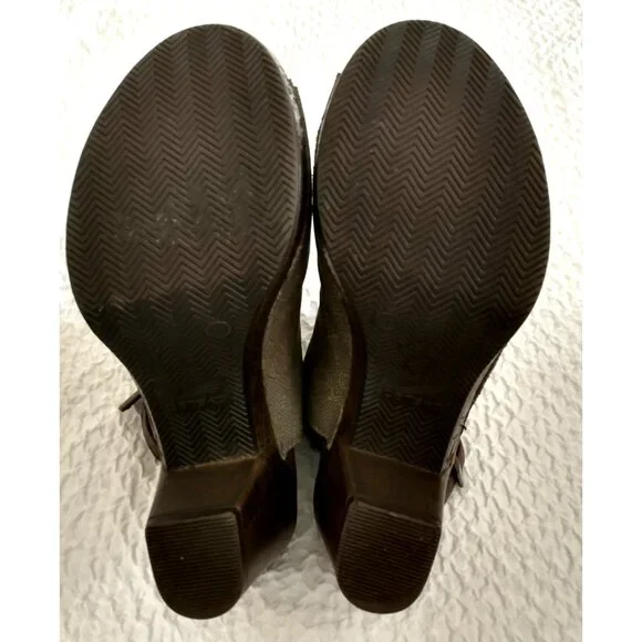 DANSKO Reggie Platform Heel Peep Toe Slingback Sandals Clogs Taupe - 8.5M US - Picture 7 of 9